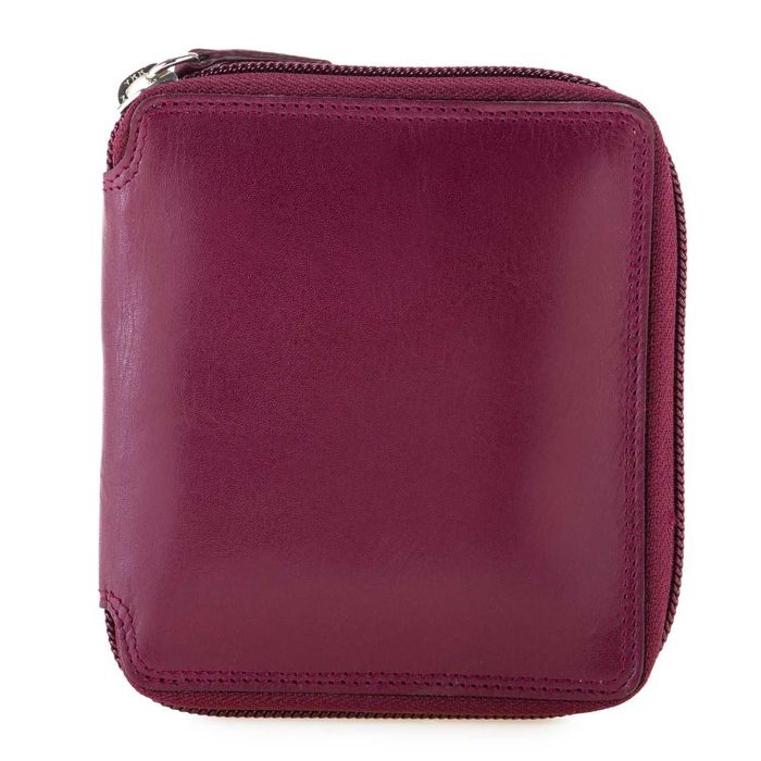 Carteira com fecho zip RFID em pele da MYWALIT na cor Burgundy/See
