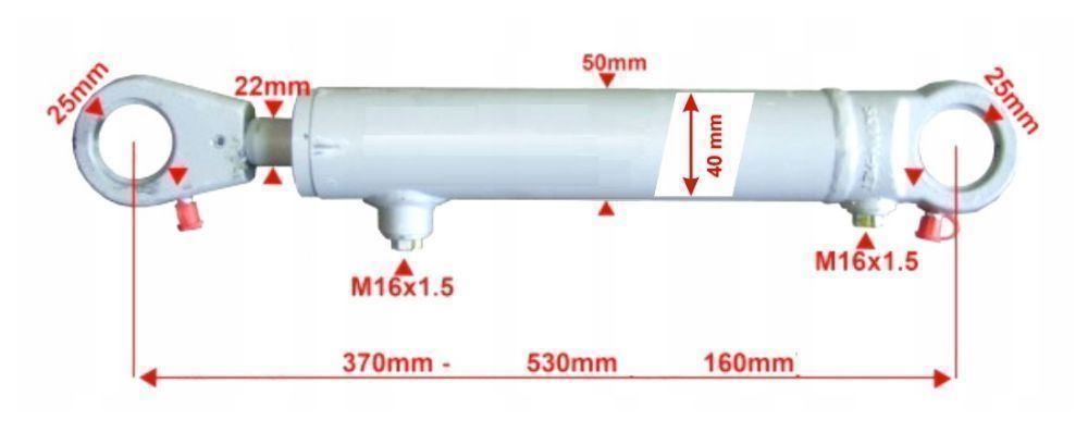 Siłownik Hydrauliczny 40x22 Skok 160 + Mocowania [7025]
