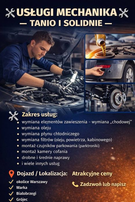 Usługi mechanika -tanio i solidnie