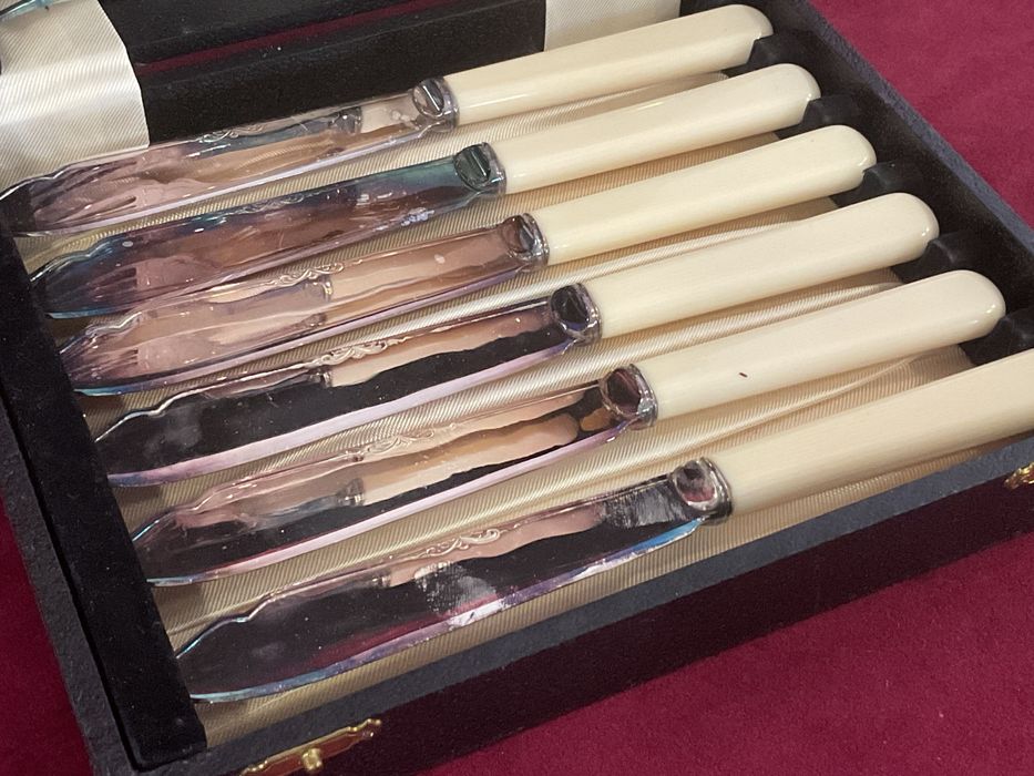 Serviço de talheres peixe 12 peças banhado a prata