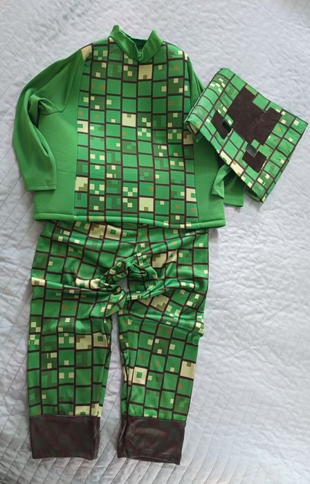 L 128-134 Minecraft Cleeper przebranie na bal karnawał