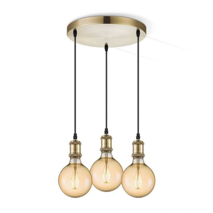 Lampa VINTAGE sufitowa zawiesie okrągłe wisząca żyrandol złoto brąz