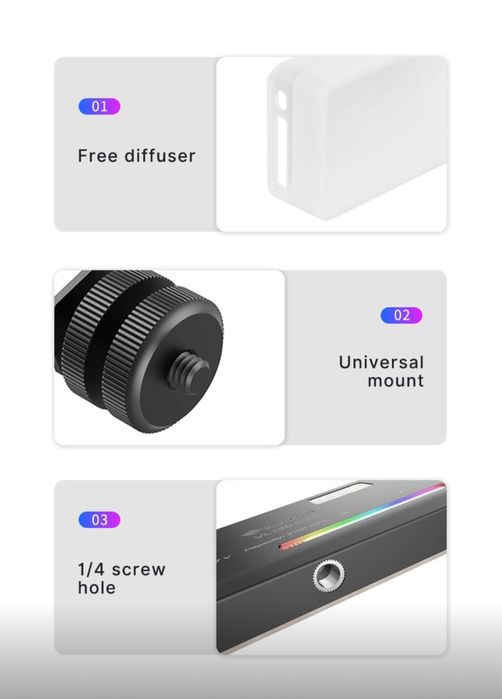 Ulanzi VL120 RGB LED світло для відео та фото, портативне, 3100 мАг
