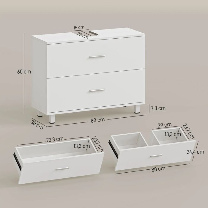 Móvel de Lavatório WC - 80cm de Largura