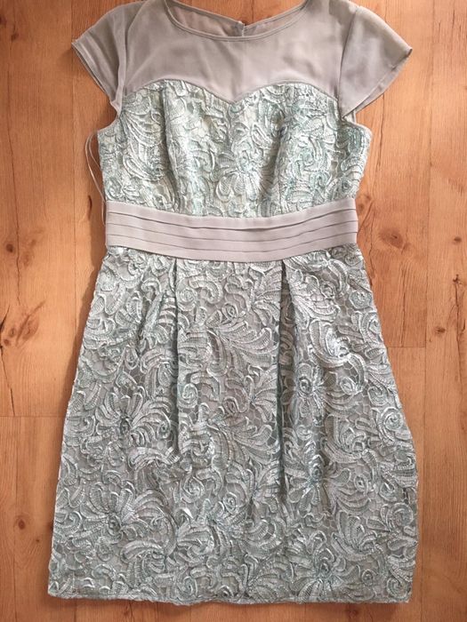 Sukienka seledyn zielona lato koronka żorżeta