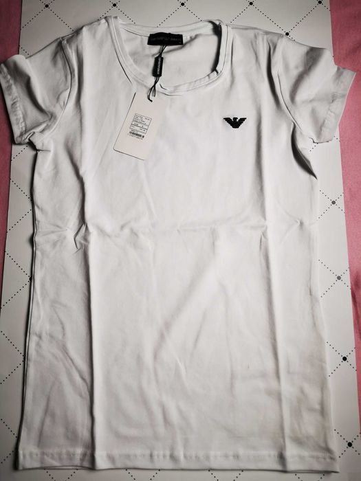 Koszulka t-shirt koszulki armani damskie biała