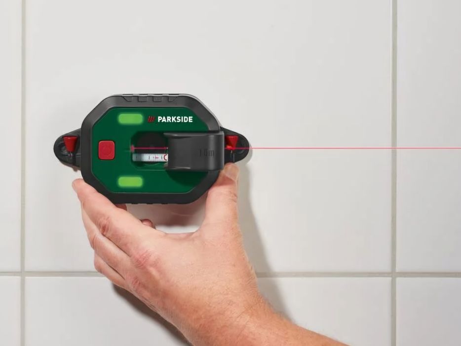 Nível de bolha a laser com fita métrica parkside