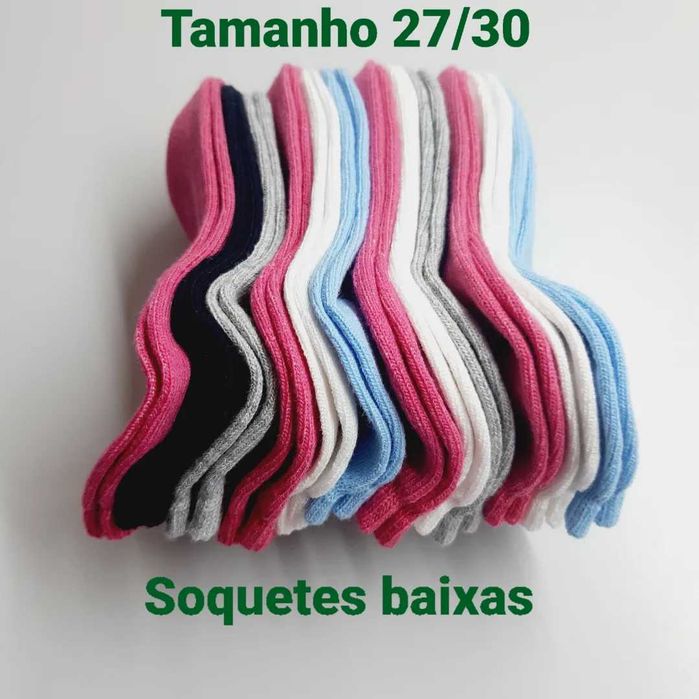 12 pares de soquetes tamanho 27/30 em algodão do bom