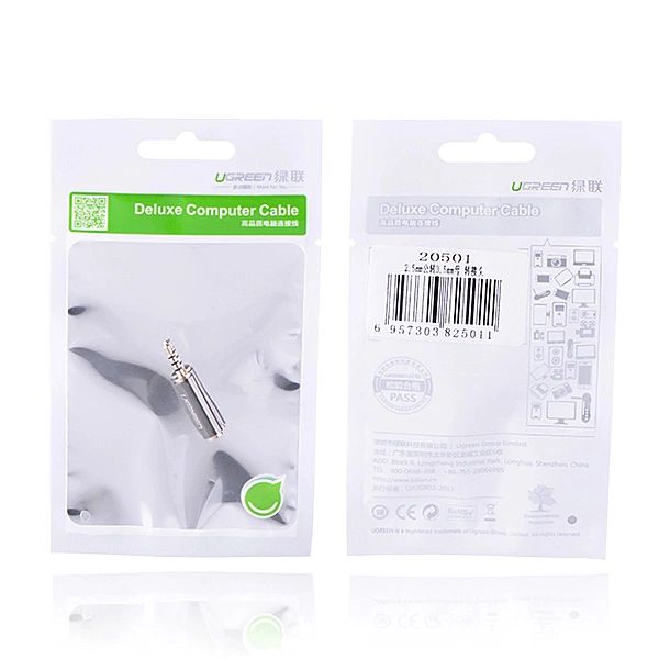 Ugreen adapter audio jack 2.5mm męski do jack 3.5mm żeński czarny (205