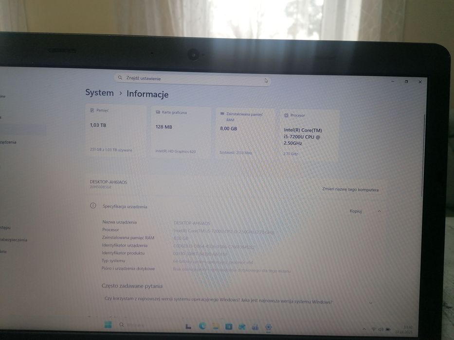 Lenovo i5 7200U ssd Windows11