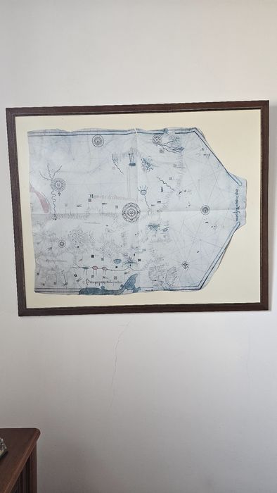 Quadro carta náutica emoldurada 118x95