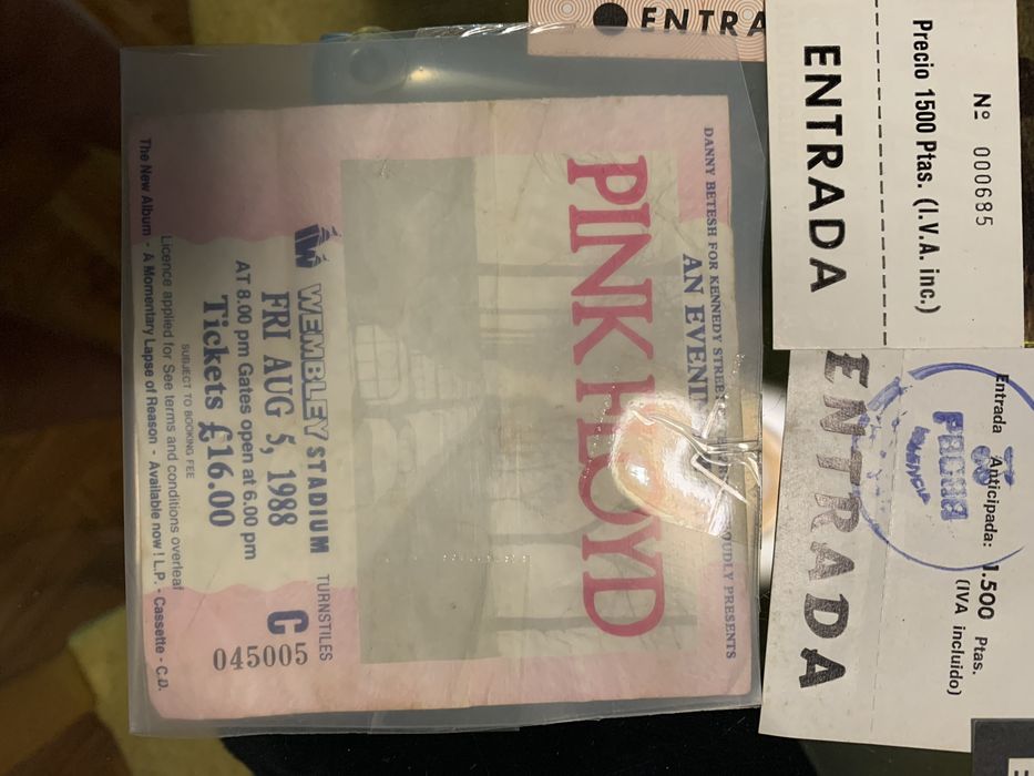 Bilhetes usados originais de concertos