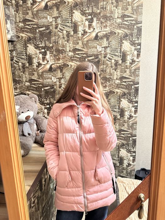 Пуховик рожевий з хутром