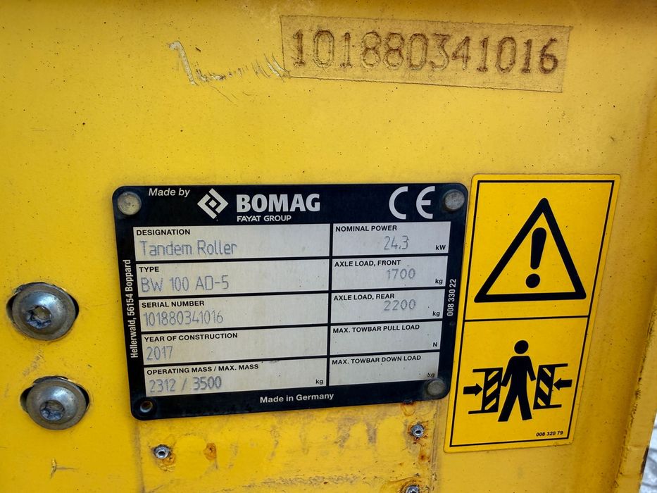 Walec drogowy Bomag BW100 AD-5 rok 2017 sprowadzony