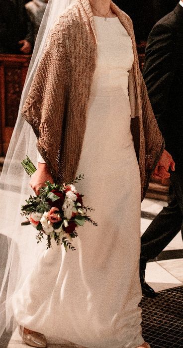 Suknia ślubna handmade unikat, wełna, jedwab, bawełna