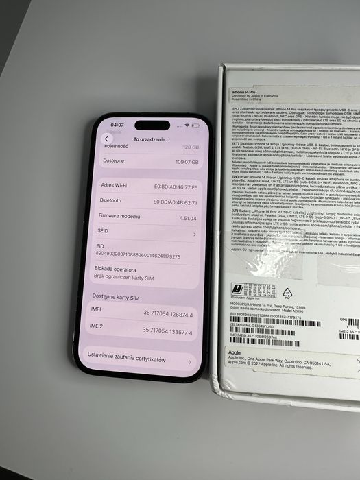 iPhone 14 PRO 128 GB | 100% Kondycji | PIĘKNY!
