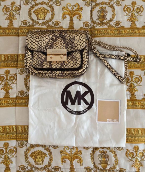 Michael Kors Mala Metallic Gold em Couro