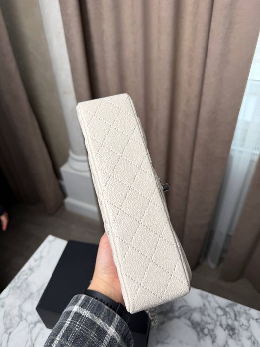 Chanel Classic 23 Flap Caviar Leather Ivory with Silver Hardware