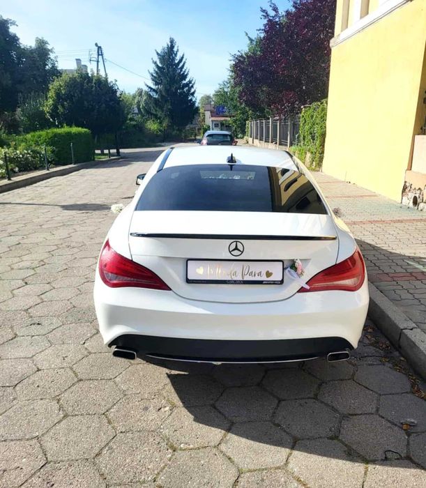 Auto do ślubu Mercedes CLA, biały mercedes, wynajem na wesele, na ślub