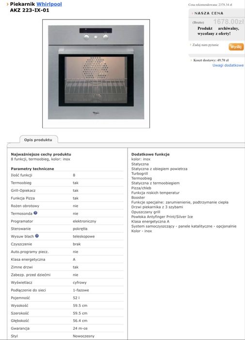Sprzedam piekarnik elektryczny