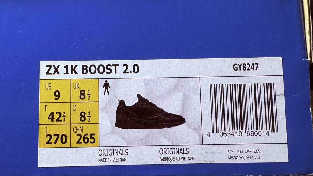 Оригінальні унісекс кросівки Adidas ZX 1K BOOST 2.0 (GY0852). 42 2