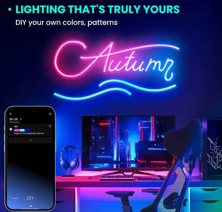 RGB LED Neon Rope Lights 15M, Cont de Sincro de Música com App/Remoto