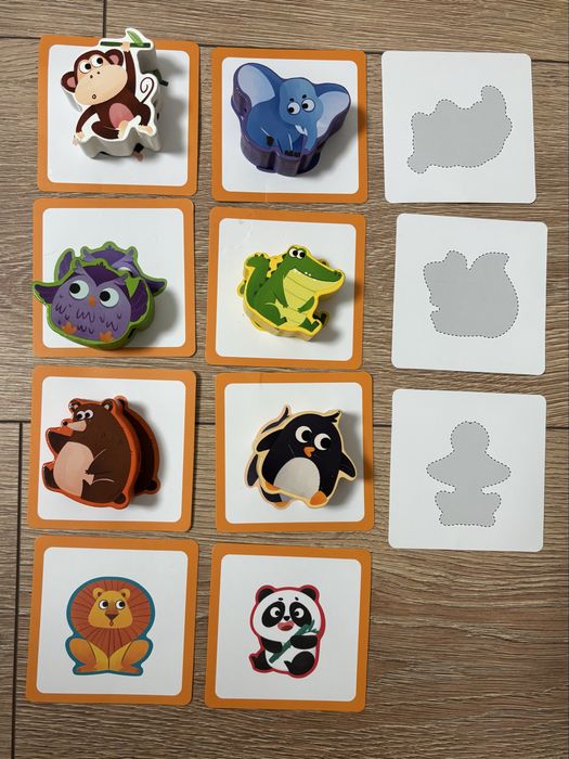 Дерев'яна гра шнурівка, лото, тіні  Тварини 2+ 3+