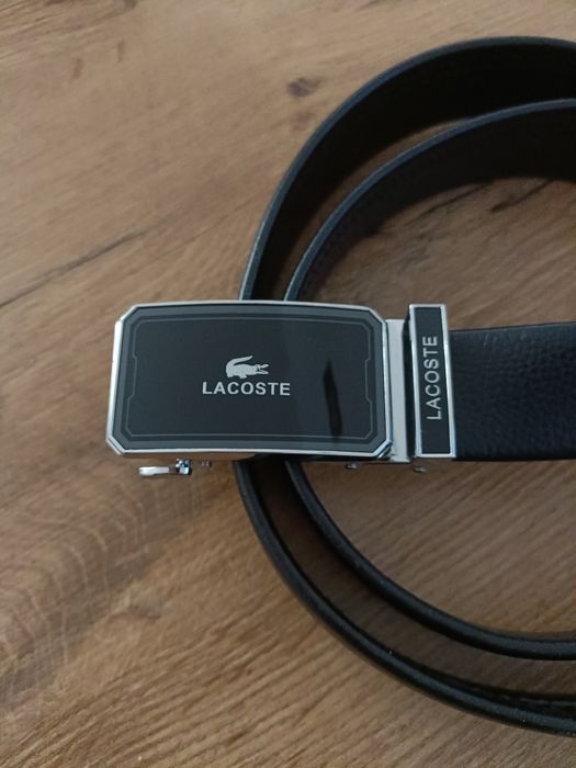 Pasek męski Lacoste 110cm 120cm 130cm czarny nowy