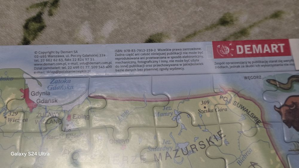 Puzzle ramkowe.Mapa Polski. 72 elementy.