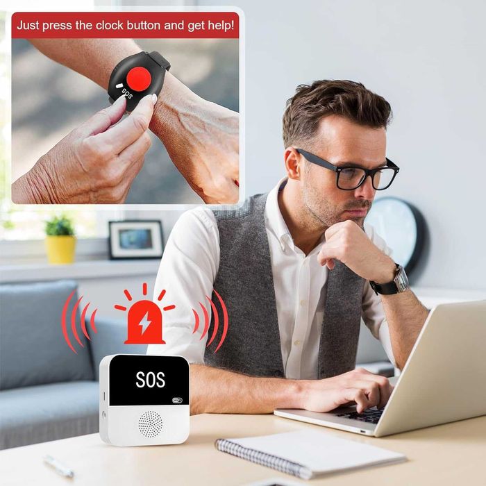 Przycisk alarmowy dla seniorów, WiFi opaska alarmowa