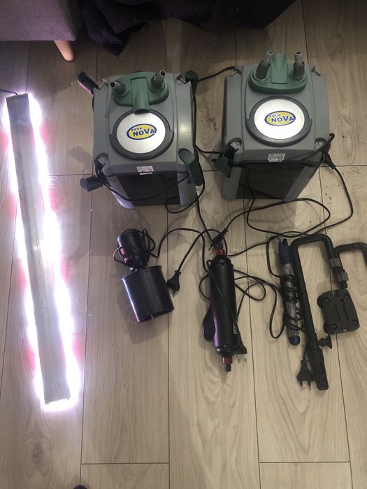 Filtry zewnetrzne, lampa do akwarium,