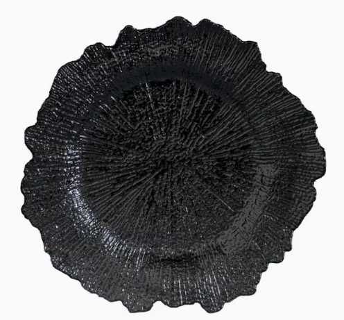 Conjunto de 6 Bases de Prato 33cm, Decoração de Mesa, Preto