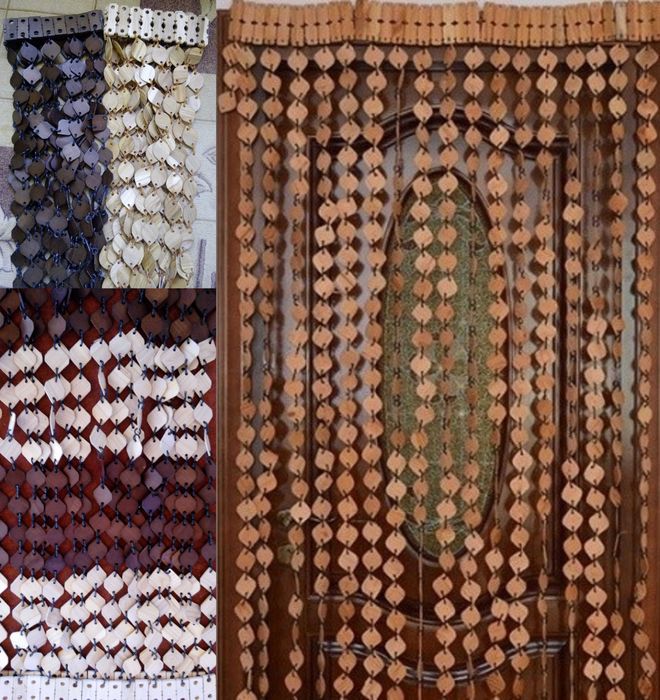 Штора з дерева, деревянная штора ромбы-листики. Размеры 1м на 2м