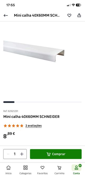 Calha tecnica PVC 40x60mm Shhneider NOVAS