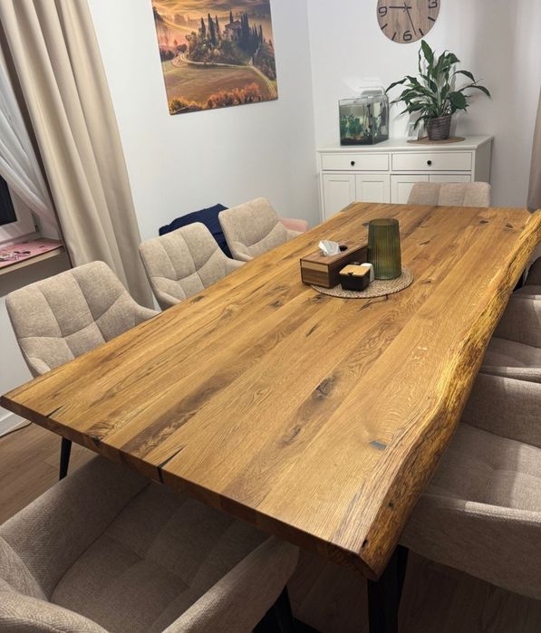 Oryginalny stół dębowy do jadalni, salonu, loft, industrial 200x100