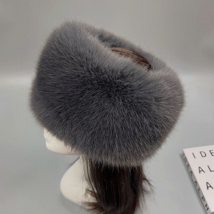 Берет, повязка на голову  сіра єко-хутро