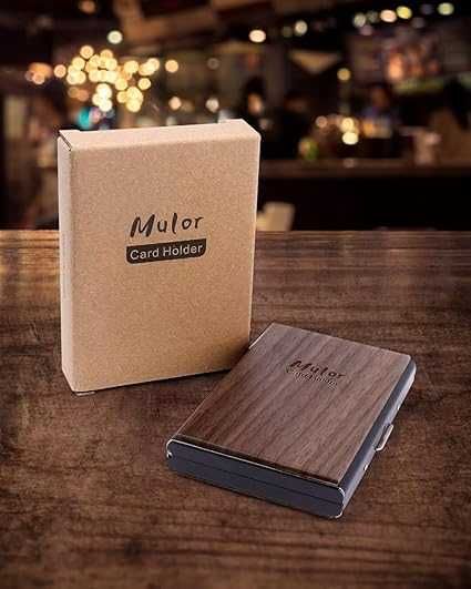 Elegnacki Drewniany Portfel na Karty RFID z Drewna Orzechowego