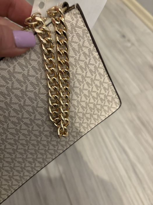 Nerka MK Michael Kors original nowa torebka z paskiem beź brąz mała k