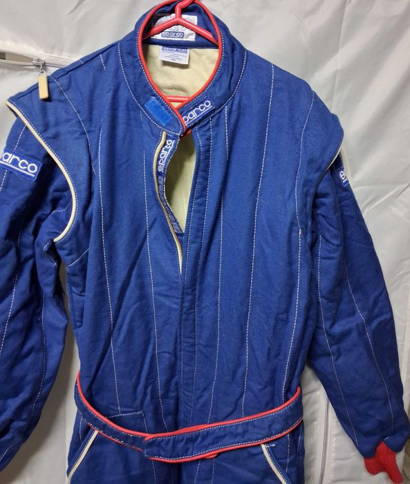 Fato de Competição Sparco Vintage – Azul/Vermelho (Karting/Rali]