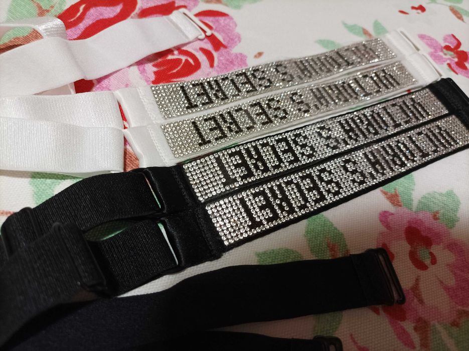 Ramiączka Victoria's secret czarne i białe 2 pary