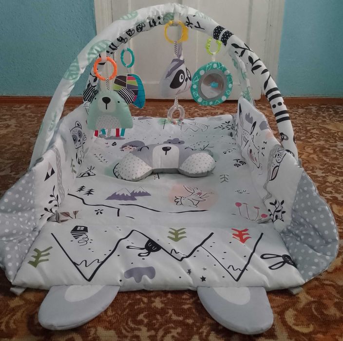 Детский коврик 3в1 (110х100х53см) + 5 игрушек, Ricokids Rabbit / Развивающий коврик для детей