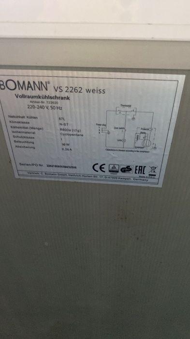 Холодильник Bomann  VS 2262 weiß немецкий