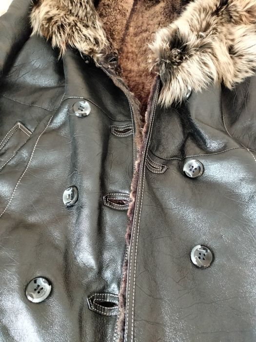 Дублянка кожана на натуральному хутрі.