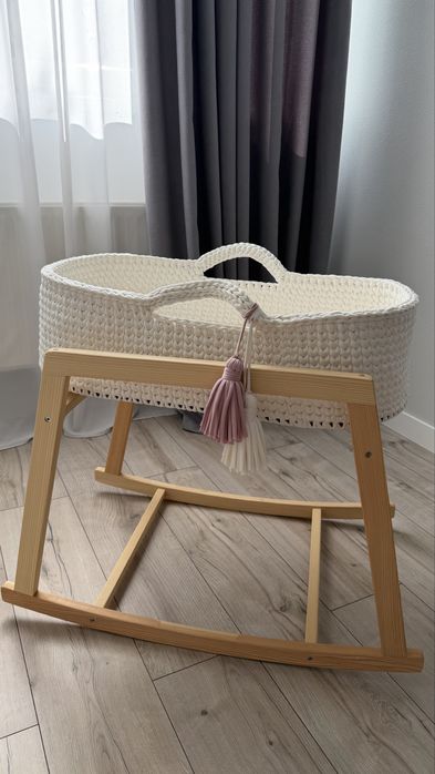 Люлька дитяча бежева плетена ручна робота + подарунок!!!
