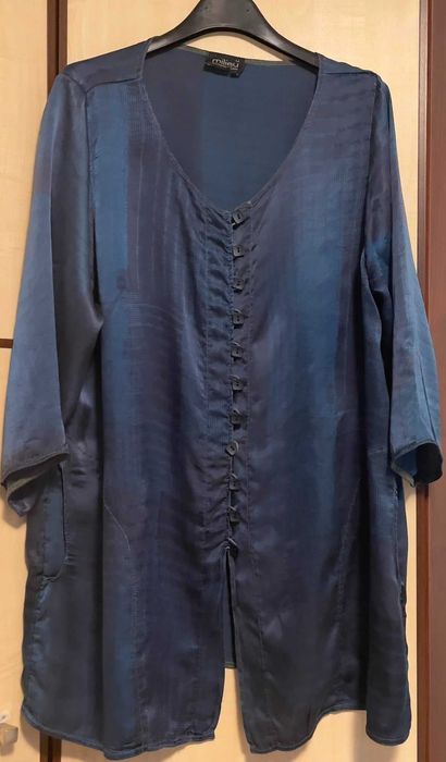 Luksusowa bluzka MILIEU - 100% jedwab naturalny - pure silk - granatowa.