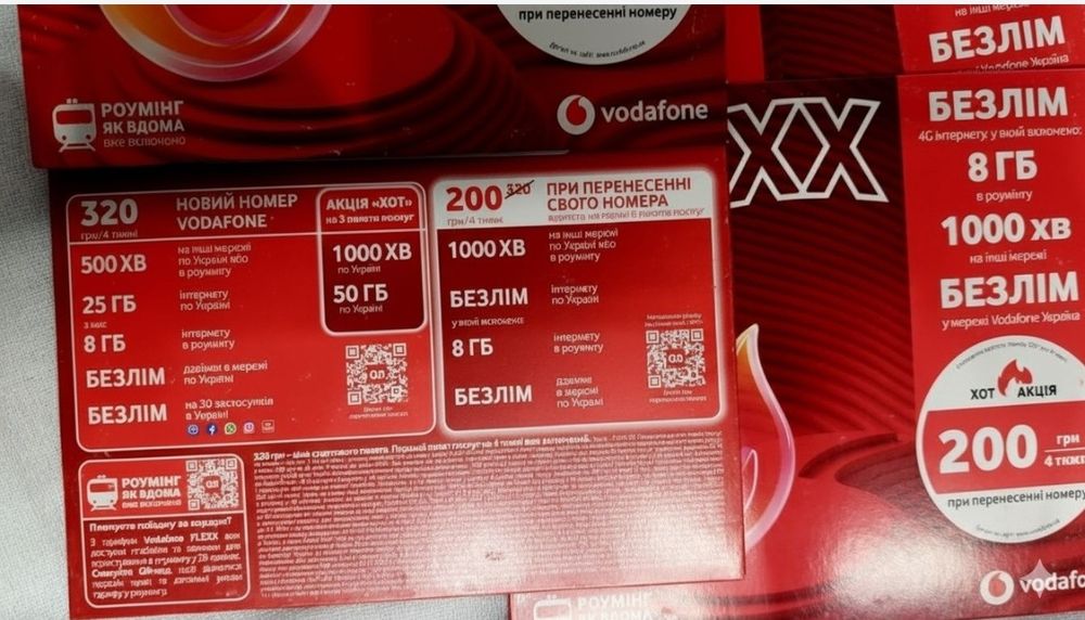 Водафон Flexx 2025 нові,вже поповненні