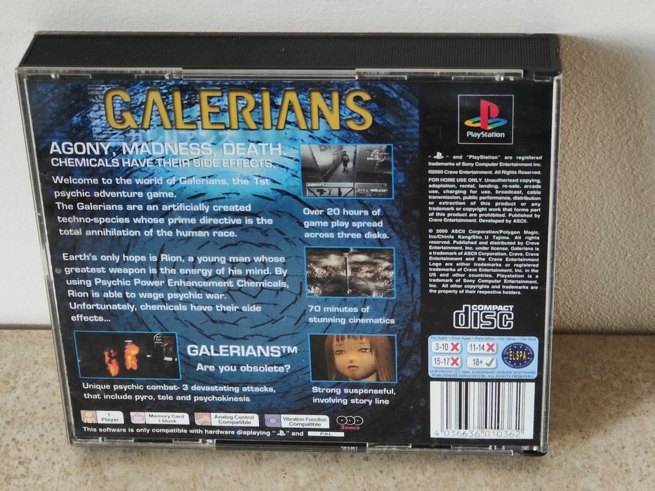 Galerians gra PlayStation 1 Ps1 PSX retro komplet z instrukcją PAL Anglik angielska