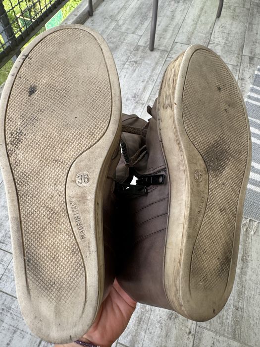 Buty botki włoskie skorzane na koturnie  36