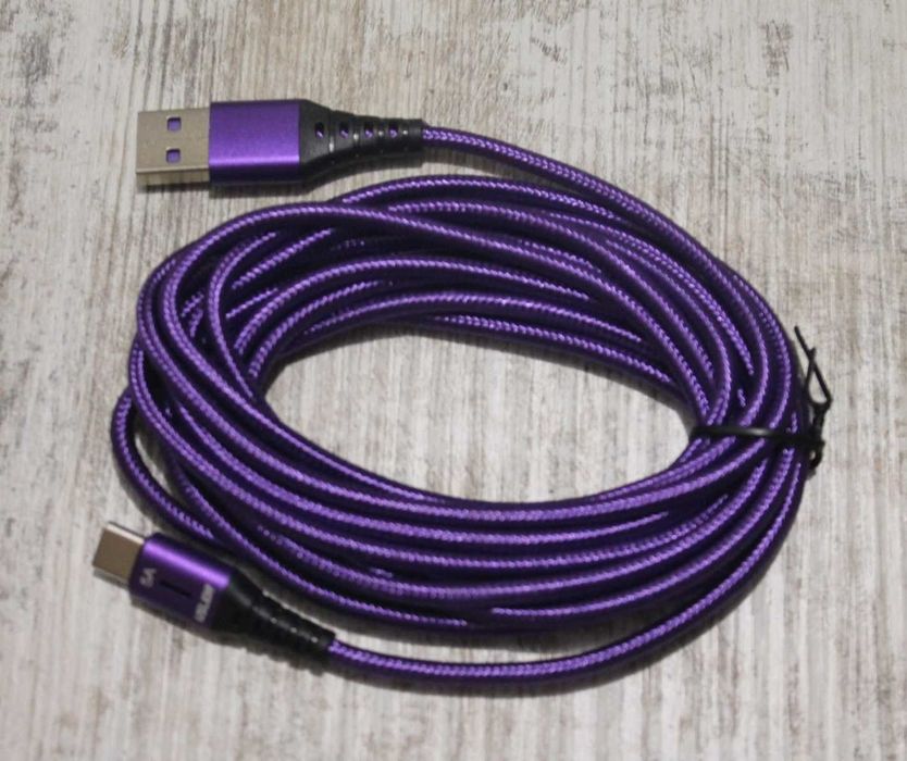 Кабель Type-C-USB 5A длина 3 метра.Быстрая зарядка.