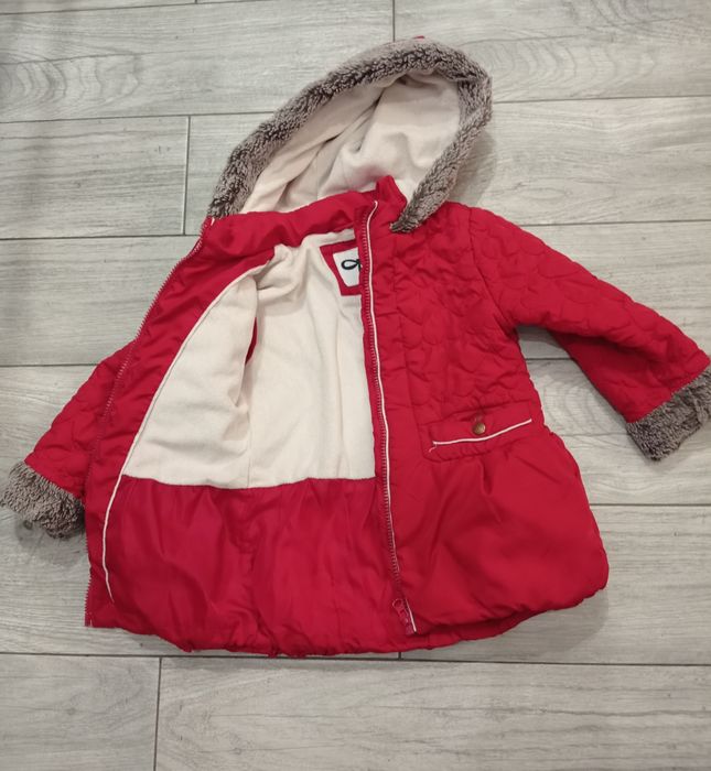 Тепла куртка, пальто для дівчинки St.Bernard, червона, 98 см.